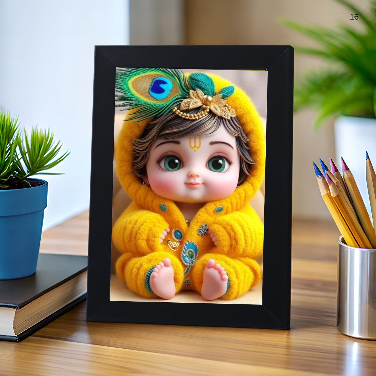 Baby Krishna God Wall Photo Frame for Home Decor Bedroom Pooja Room,Kids Room, Living Room