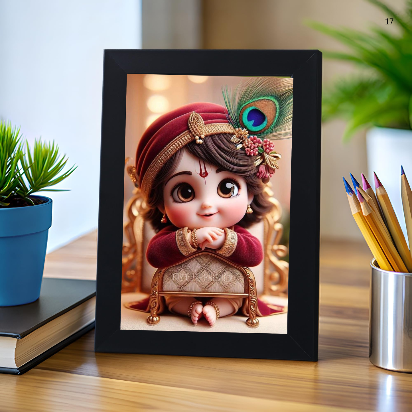 Baby Krishna God Wall Photo Frame for Home Decor Bedroom Pooja Room,Kids Room, Living Room