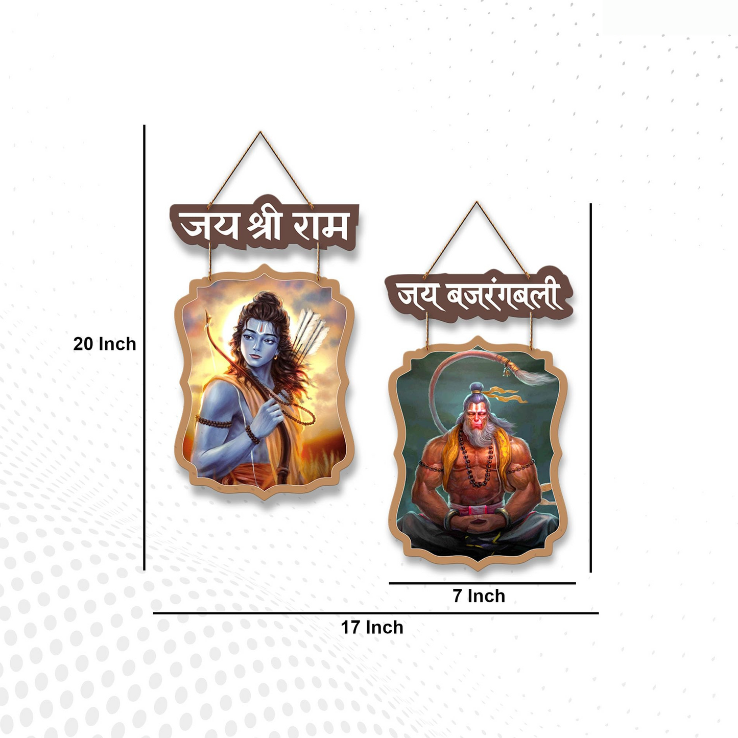Ram Hanuman Wooden Wall Hanging Decoration Items for Home | Gifts | Bedroom | Wooden Wall Hanger | Mdf Wall Artwork Decoration for Living Room | Modern Decor Items