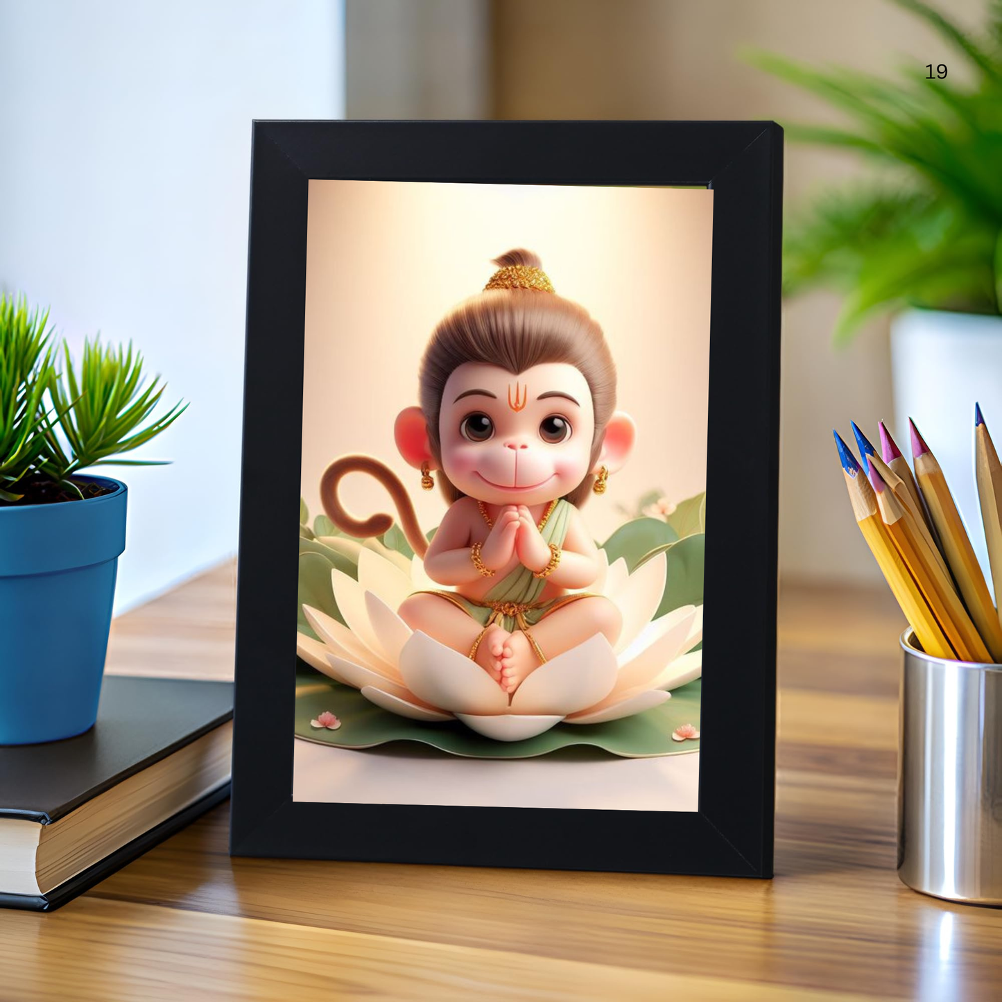 Wood Hanuman Ji Photo Wall Hanging Home Décor Panchmukhi Hanuman Photo Wall Decoration