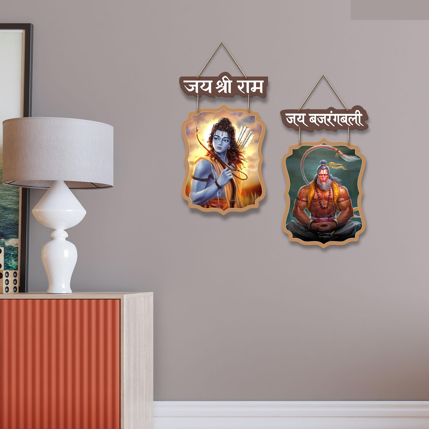 Ram Hanuman Wooden Wall Hanging Decoration Items for Home | Gifts | Bedroom | Wooden Wall Hanger | Mdf Wall Artwork Decoration for Living Room | Modern Decor Items