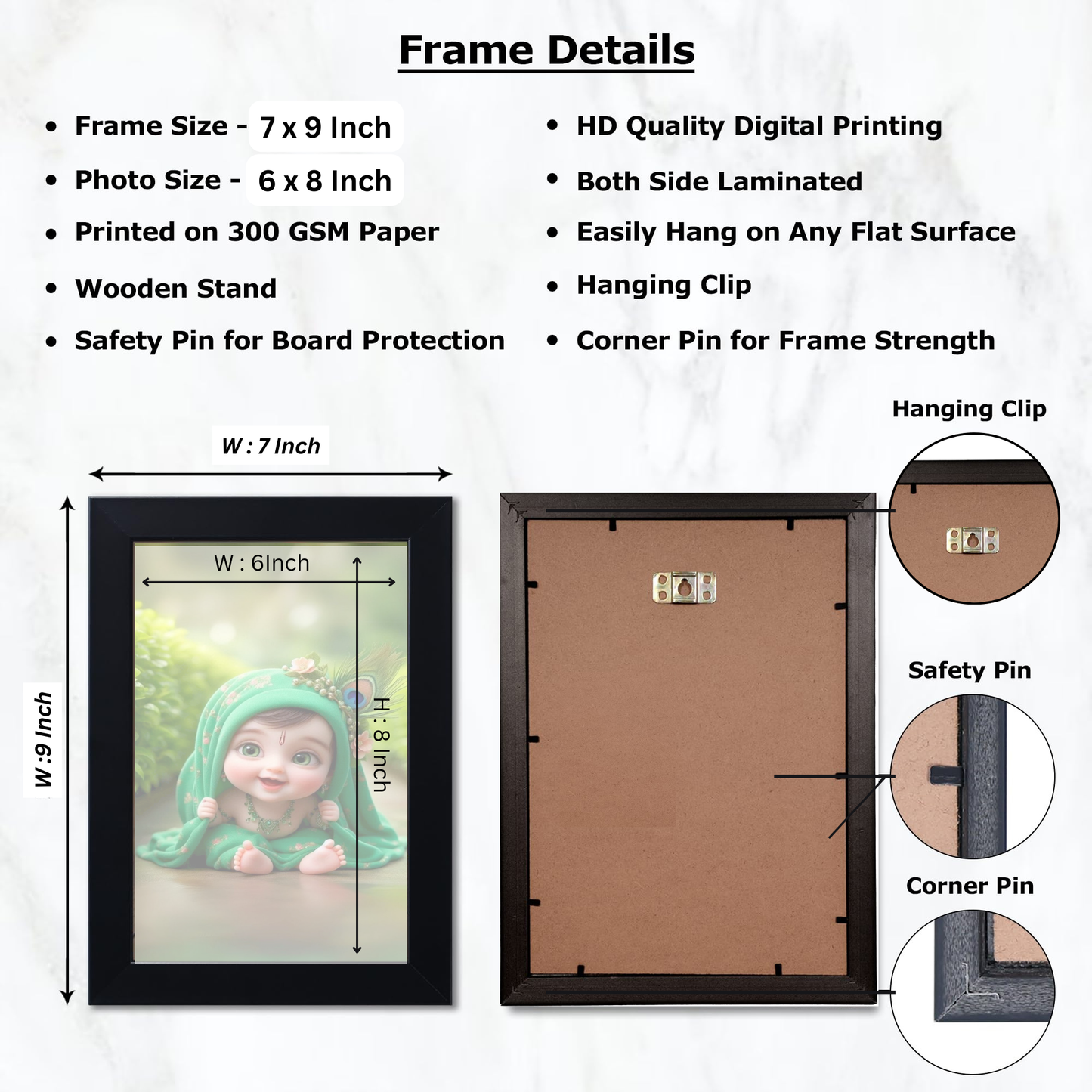 Baby Krishna Photo Frame | Shri Bal Gopal Painting for Pregnant Women | Kanha Ji Poster | Laddu Lord Makhan Chor | Walls Home Bedroom Living Room Decoration Gift.