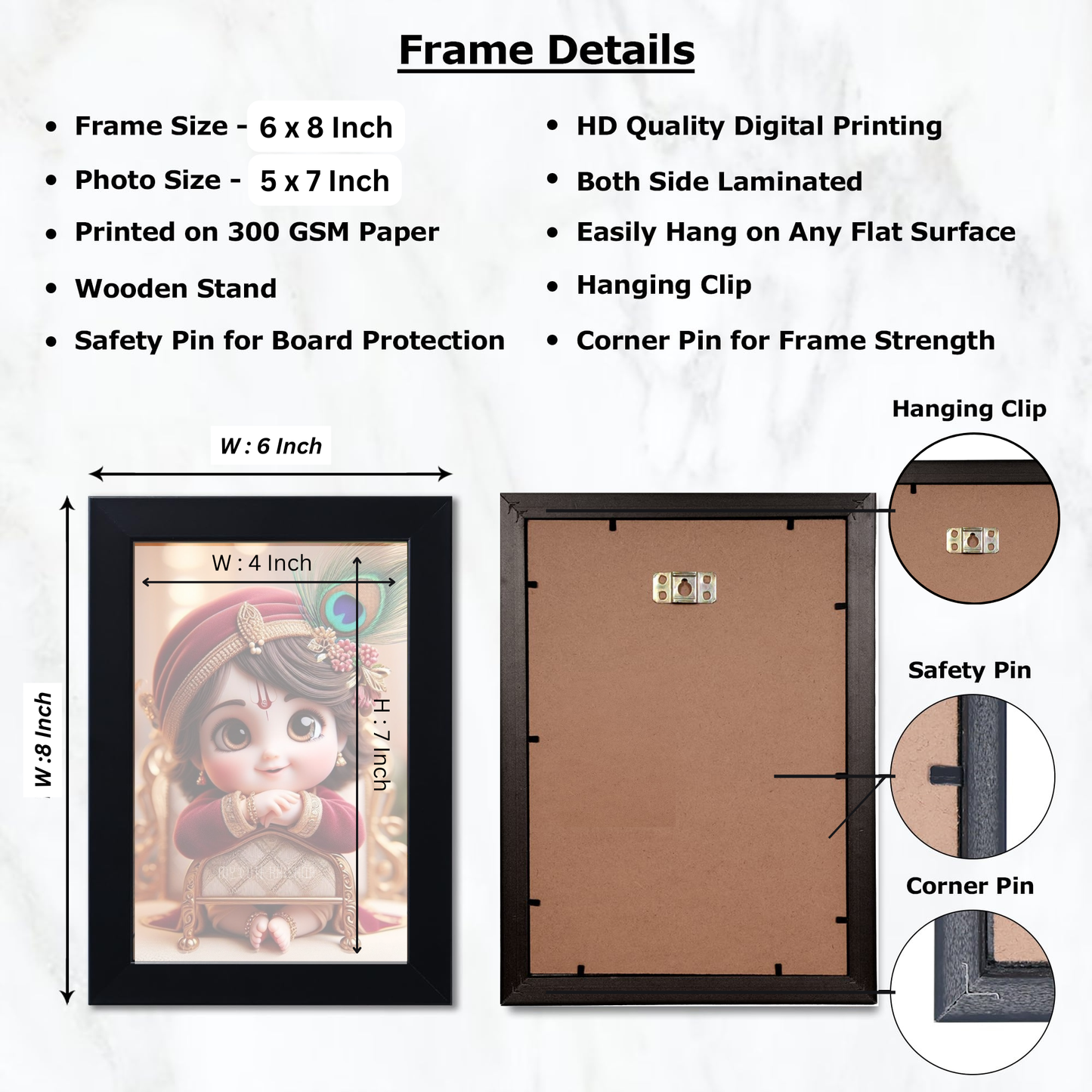 Baby Krishna God Wall Photo Frame for Home Decor Bedroom Pooja Room,Kids Room, Living Room