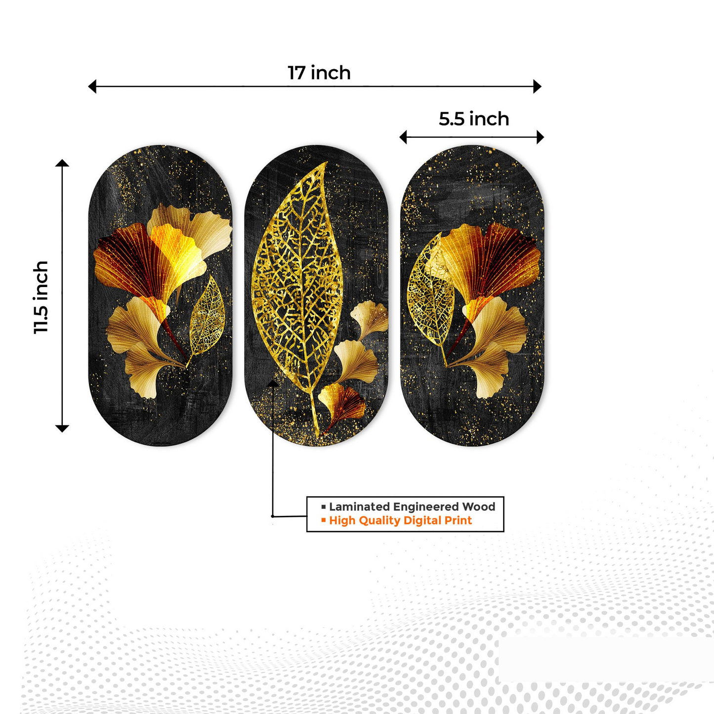 Golden Flowers and leaves Wooden Wall Hanger for Home | Office | Living Room | Gift | Modern Decoration Items | Kitchen Wall Decor