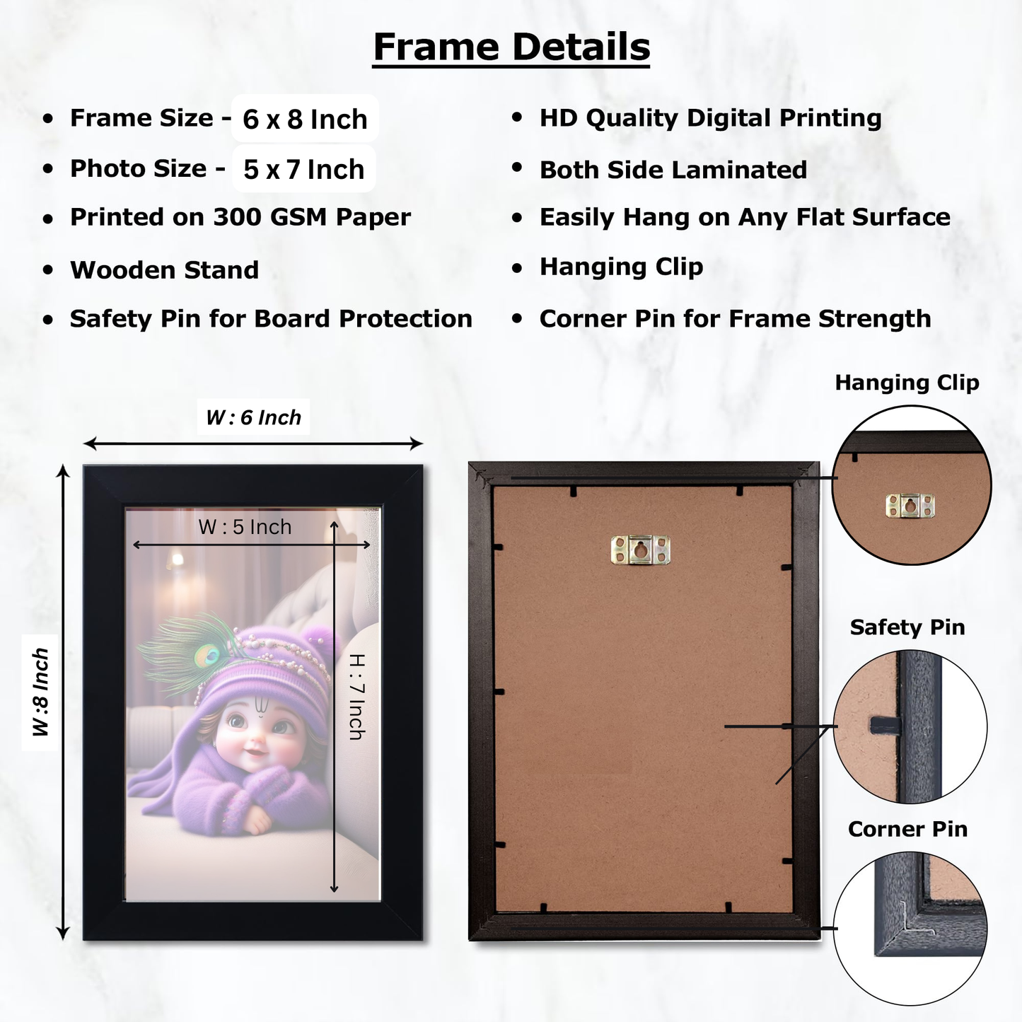 Baby Krishna Photo Frame | Shri Bal Gopal Painting for Pregnant Women | Kanha Ji Poster | Laddu Lord Makhan Chor | Walls Home Bedroom Living Room Decoration Gift.