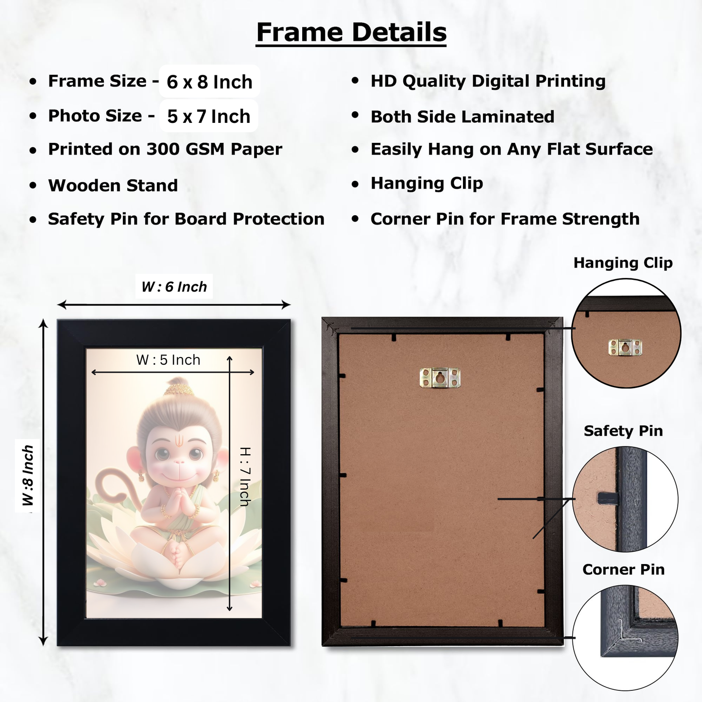 Wood Hanuman Ji Photo Wall Hanging Home Décor Panchmukhi Hanuman Photo Wall Decoration