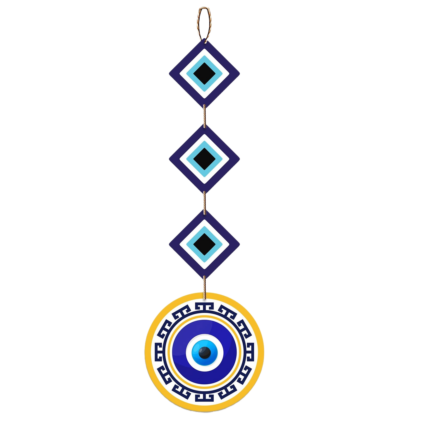 Round Evil Eye Design Wall Hanging Engineered Wood Protective Decor