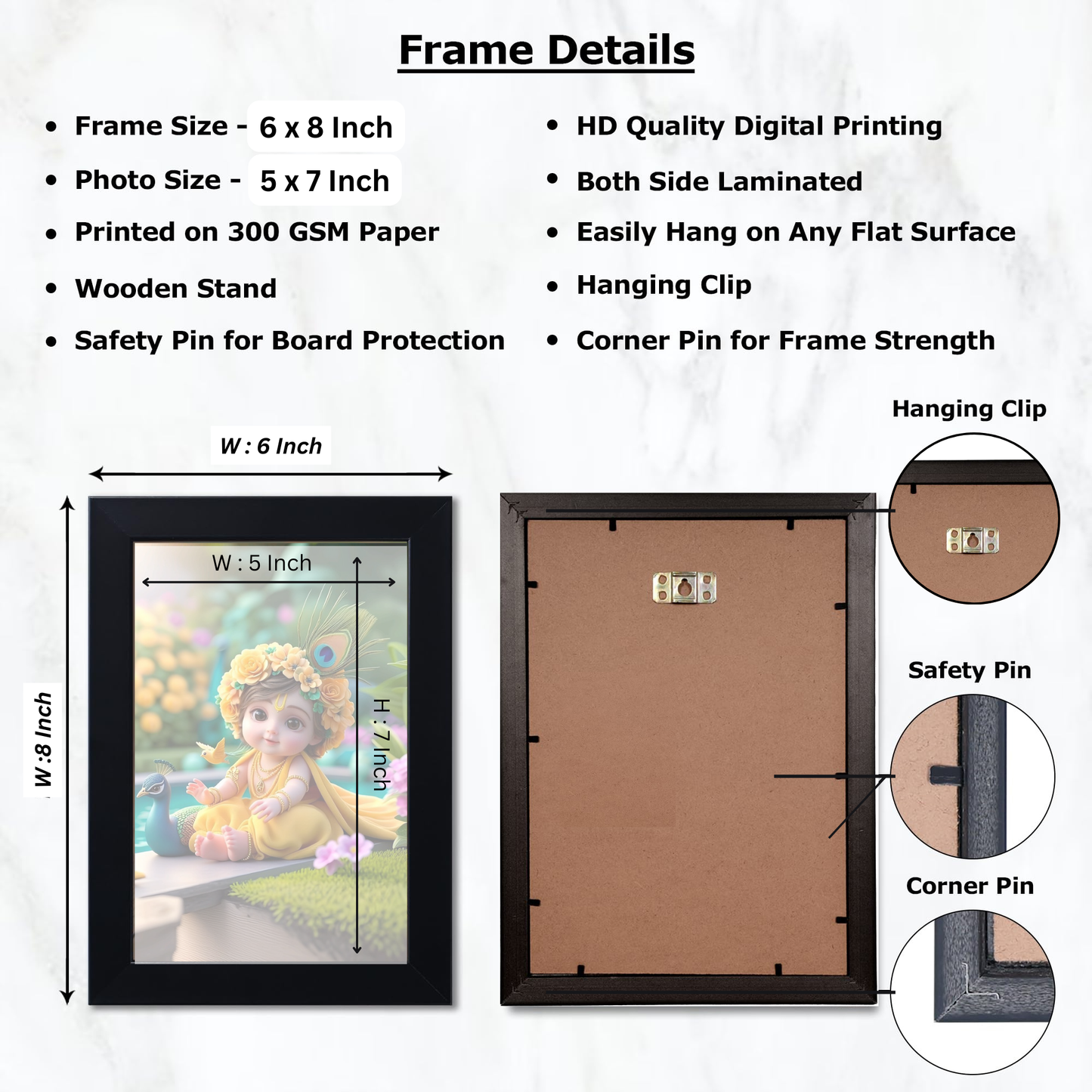 Baby Krishna Photo Frame | Shri Bal Gopal Painting for Pregnant Women | Kanha Ji Poster | Laddu Lord Makhan Chor | Walls Home Bedroom Living Room Decoration Gift