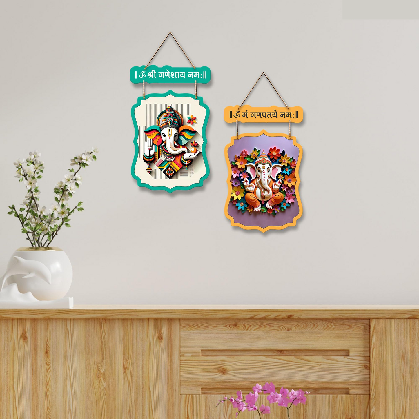 Ganesha Wooden Wall Hanging Decoration Items for Home | Gifts | Bedroom | Wooden Wall Hanger | Mdf Wall Artwork Decoration for Living Room | Modern Decor Items