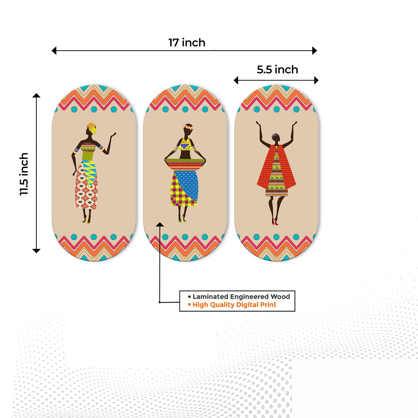 African Women Dancing Warli Art Wooden Wall Hanger for Home | Office | Living Room | Gift | Modern Decoration Items | Kitchen Wall Decor