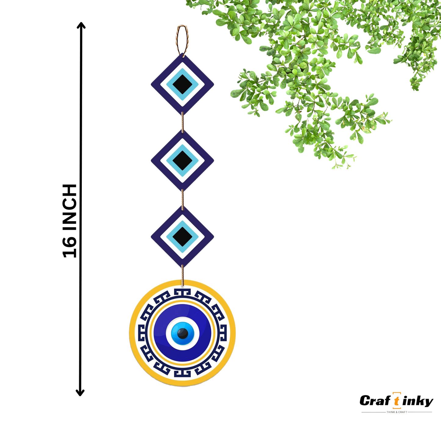 Round Evil Eye Design Wall Hanging Engineered Wood Protective Decor