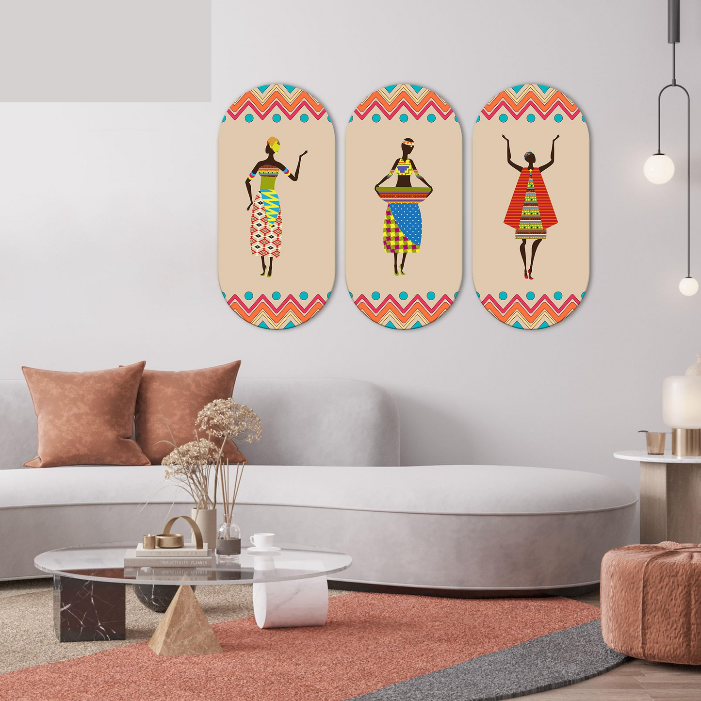 African Women Dancing Warli Art Wooden Wall Hanger for Home | Office | Living Room | Gift | Modern Decoration Items | Kitchen Wall Decor