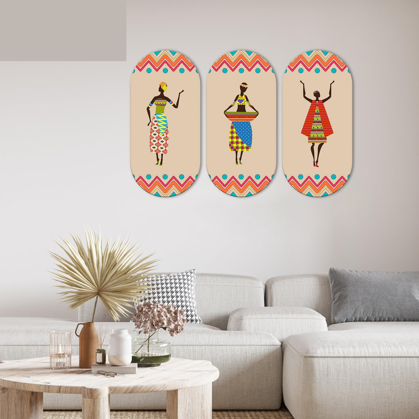 African Women Dancing Warli Art Wooden Wall Hanger for Home | Office | Living Room | Gift | Modern Decoration Items | Kitchen Wall Decor