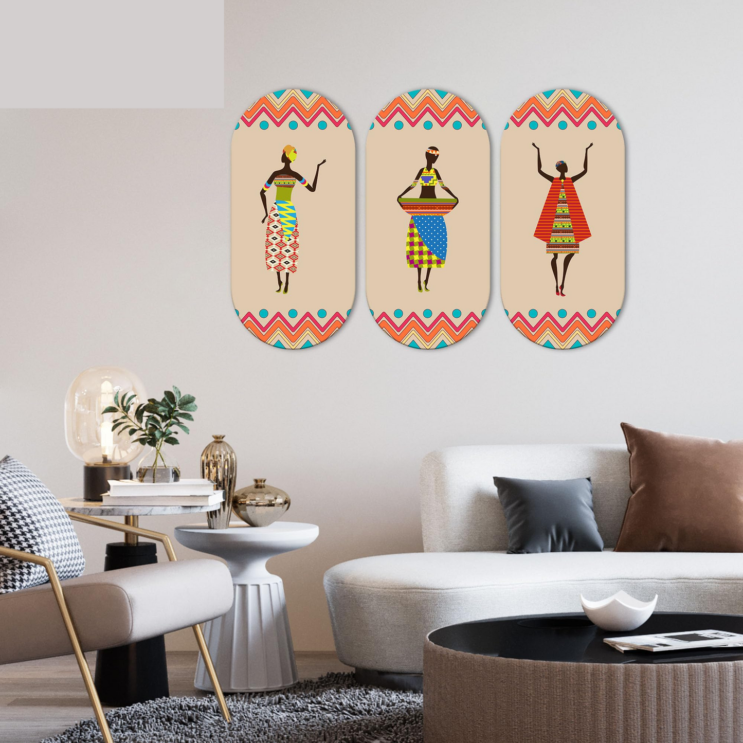 African Women Dancing Warli Art Wooden Wall Hanger for Home | Office | Living Room | Gift | Modern Decoration Items | Kitchen Wall Decor