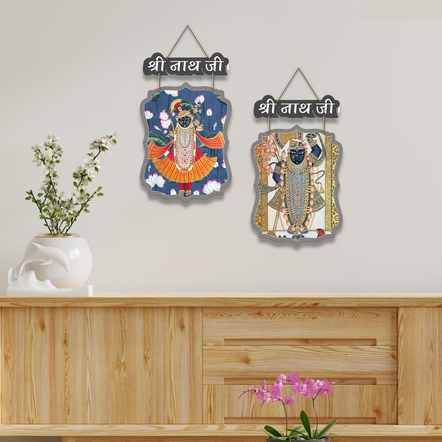 Shree Nath Wooden Wall Hanging Decoration Items for Home | Gifts | Bedroom | Wooden Wall Hanger | Mdf Wall Artwork Decoration for Living Room | Modern Decor Items