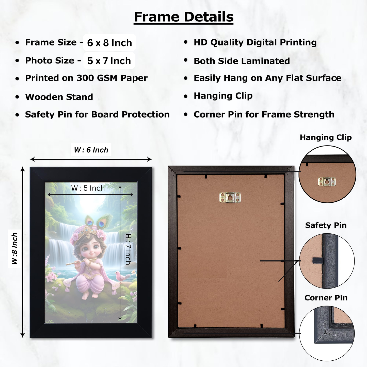 Baby Krishna Photo Frame | Shri Bal Gopal Painting for Pregnant Women | Kanha Ji Poster | Laddu Lord Makhan Chor | Walls Home Bedroom Living Room Decoration Gift.