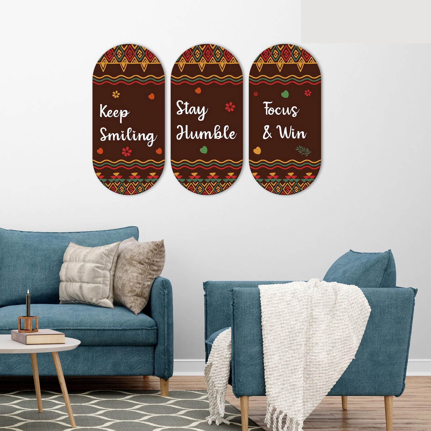 Keep Smiling Positive Quotes Printed Wooden Wall Hanger for Home | Office | Living Room | Gift | Modern Decoration Items | Kitchen Wall Decor