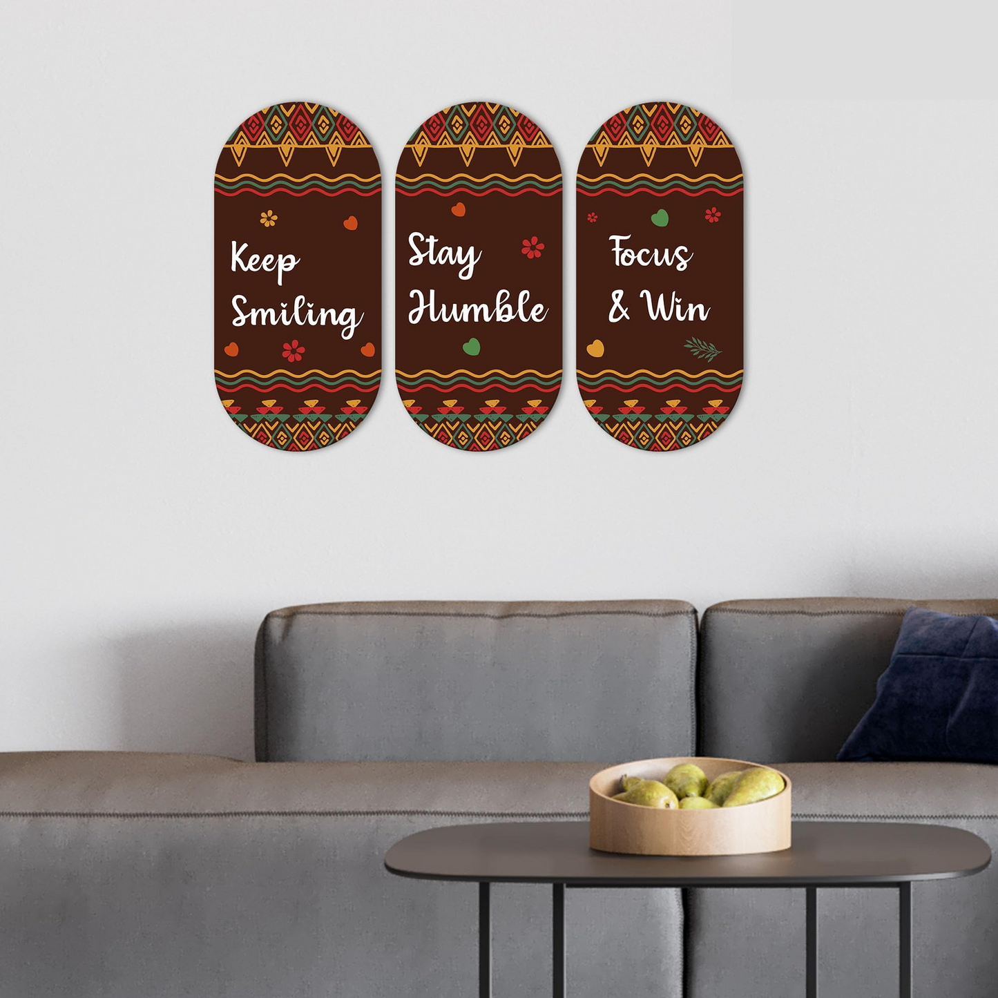 Keep Smiling Positive Quotes Printed Wooden Wall Hanger for Home | Office | Living Room | Gift | Modern Decoration Items | Kitchen Wall Decor
