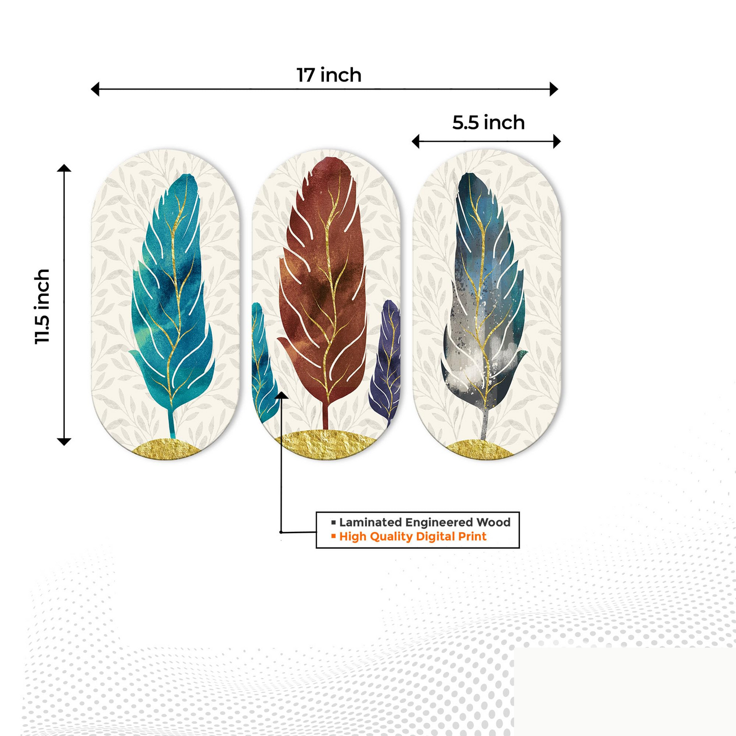 Feather Wooden Wall Hanging Decoration Items for Home | Gifts | Bedroom | Wooden Wall Hanger | Mdf Wall Decoration for Living Room | Artworks | Modern Decor Items