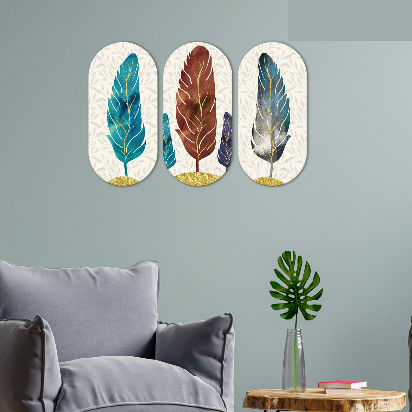 Feather Wooden Wall Hanging Decoration Items for Home | Gifts | Bedroom | Wooden Wall Hanger | Mdf Wall Decoration for Living Room | Artworks | Modern Decor Items