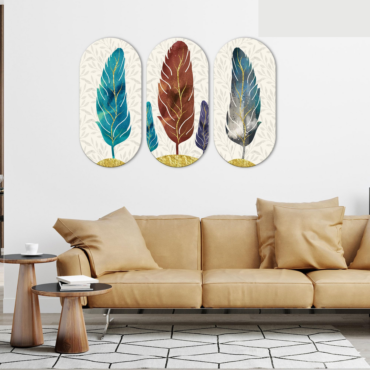 Feather Wooden Wall Hanging Decoration Items for Home | Gifts | Bedroom | Wooden Wall Hanger | Mdf Wall Decoration for Living Room | Artworks | Modern Decor Items