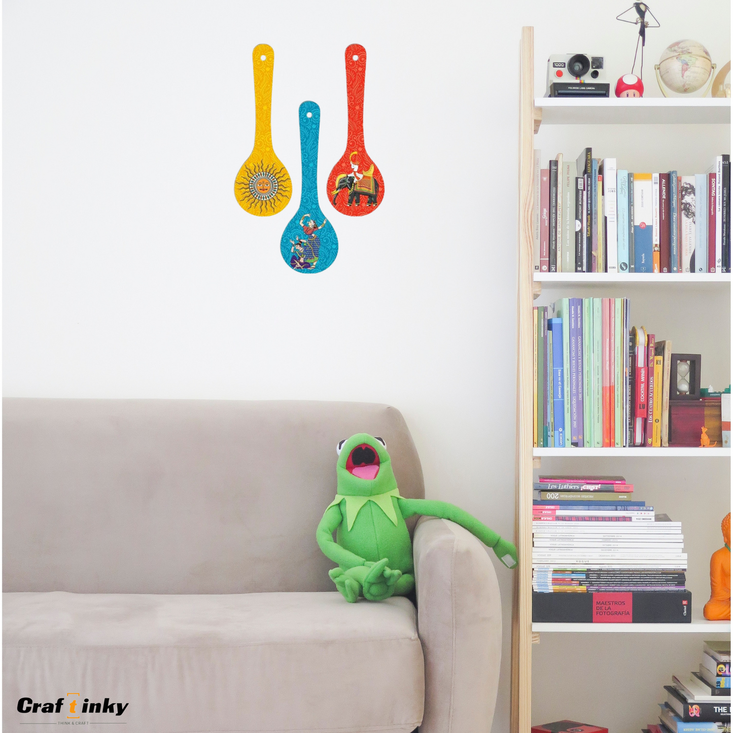 Sun Design Spoon Shape Wall Hanging Set 3 Piece Engineered Wood Decor