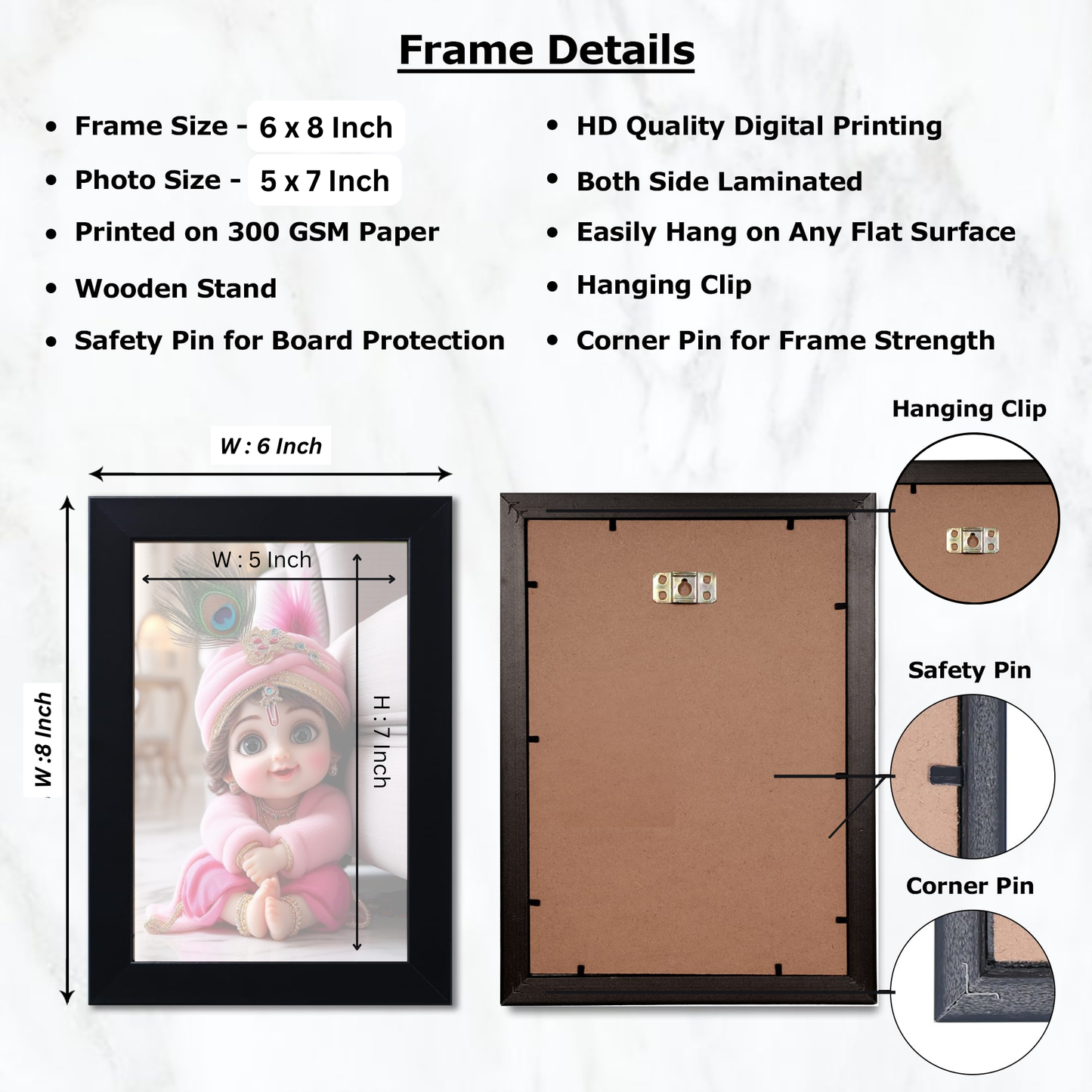 Baby Krishna Photo Frame | Shri Bal Gopal Painting for Pregnant Women | Kanha Ji Poster | Laddu Lord Makhan Chor | Walls Home Bedroom Living Room Decoration Gift