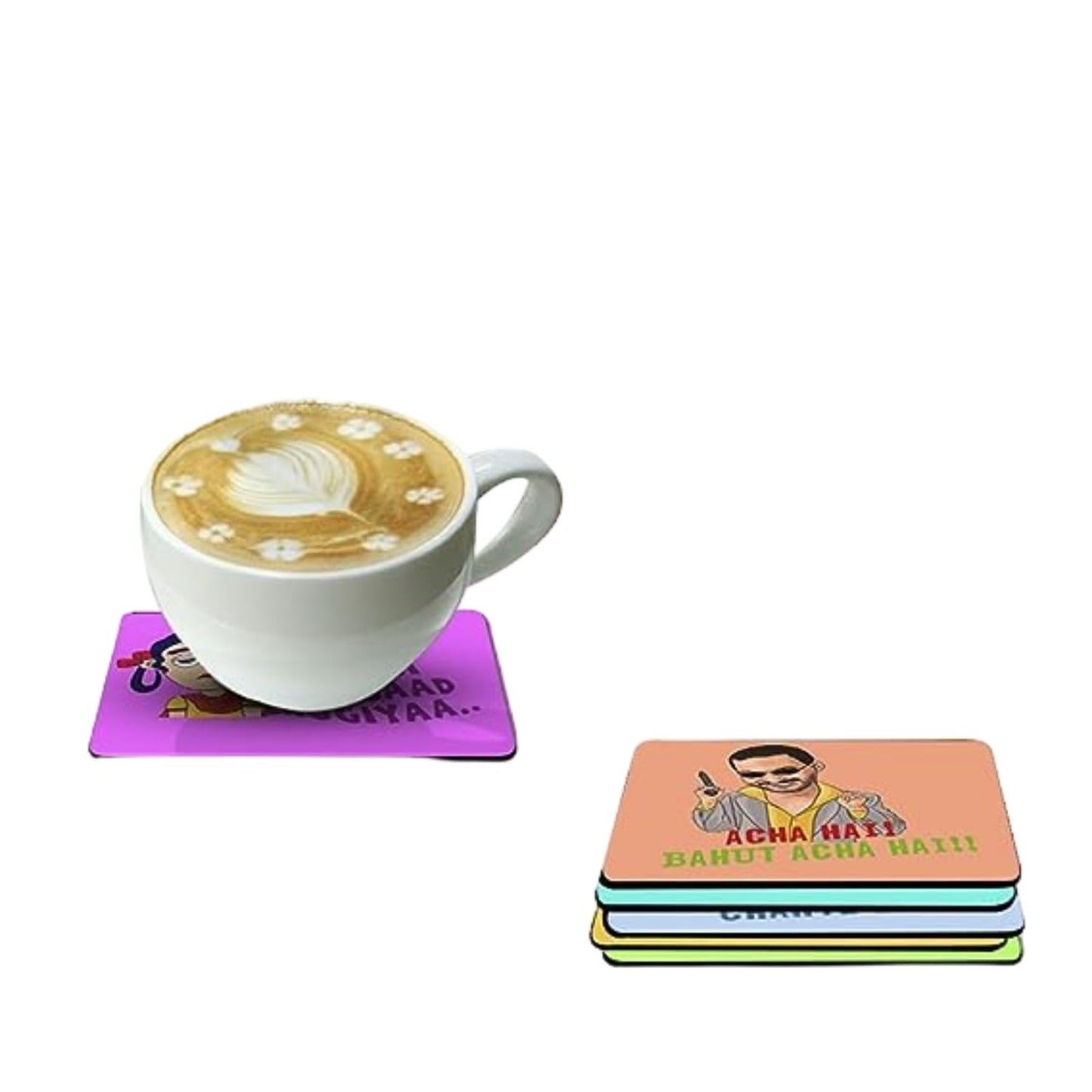 Dhondu Beta Just Chill Design Tea Coffee Coaster Set Engineered Wood Drinkware Accessories
