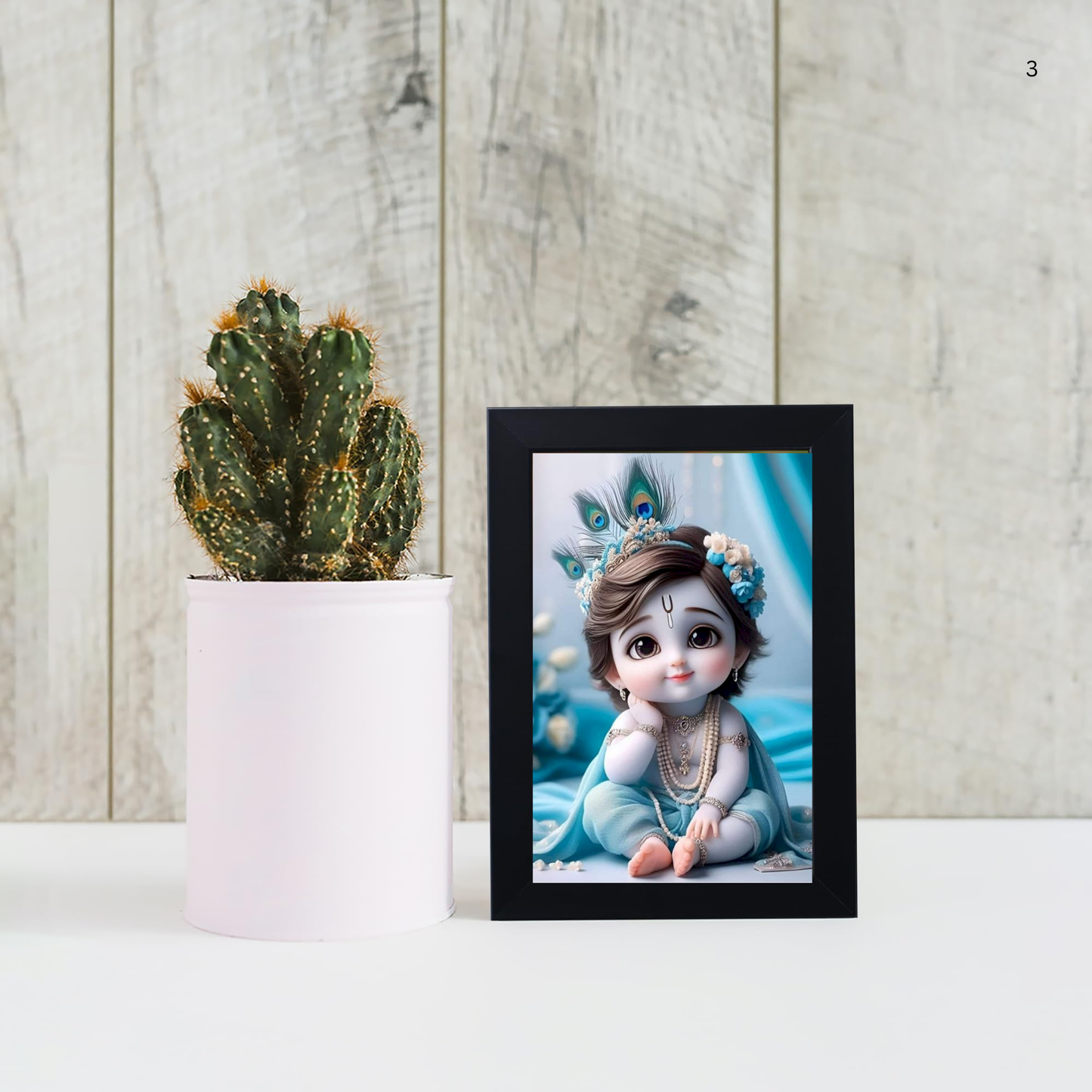 Baby Krishna Photo Frame | Shri Bal Gopal Painting for Pregnant Women | Kanha Ji Poster | Laddu Lord Makhan Chor | Walls Home Bedroom Living Room Decoration Gift