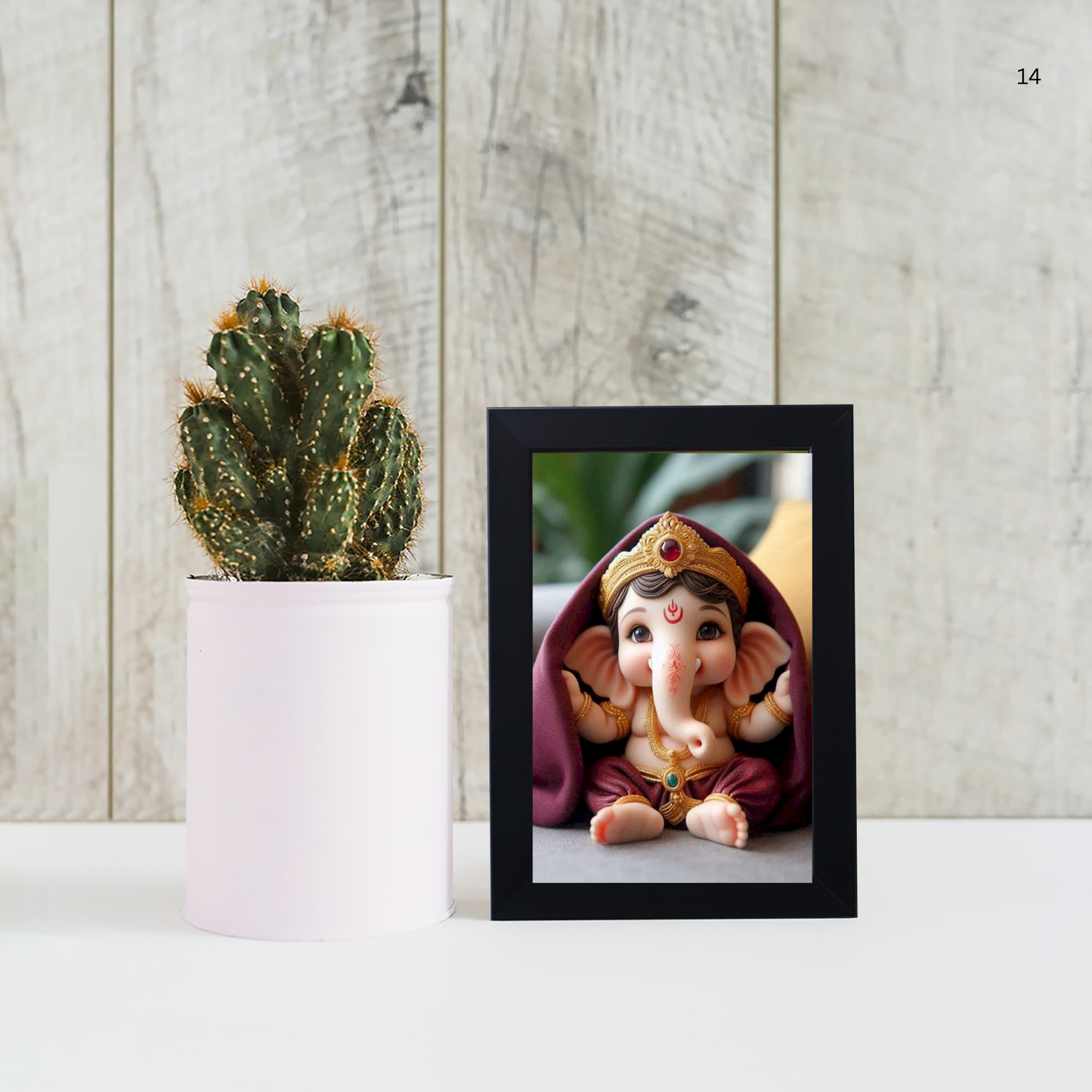 Lord Ganesha Ji Photo Frame for Wall and Pooja, Poster for Pooja, Religious Framed Painting, Laminated God Photo Frames, Wall Decor Photo Frame