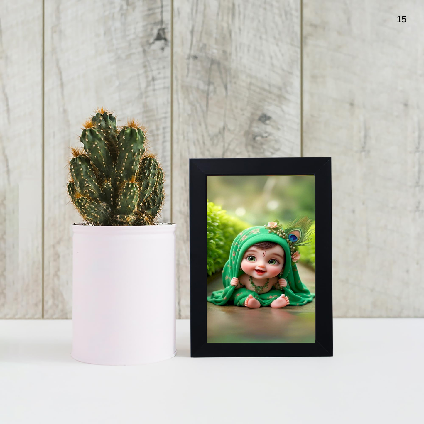 Baby Krishna Photo Frame | Shri Bal Gopal Painting for Pregnant Women | Kanha Ji Poster | Laddu Lord Makhan Chor | Walls Home Bedroom Living Room Decoration Gift.