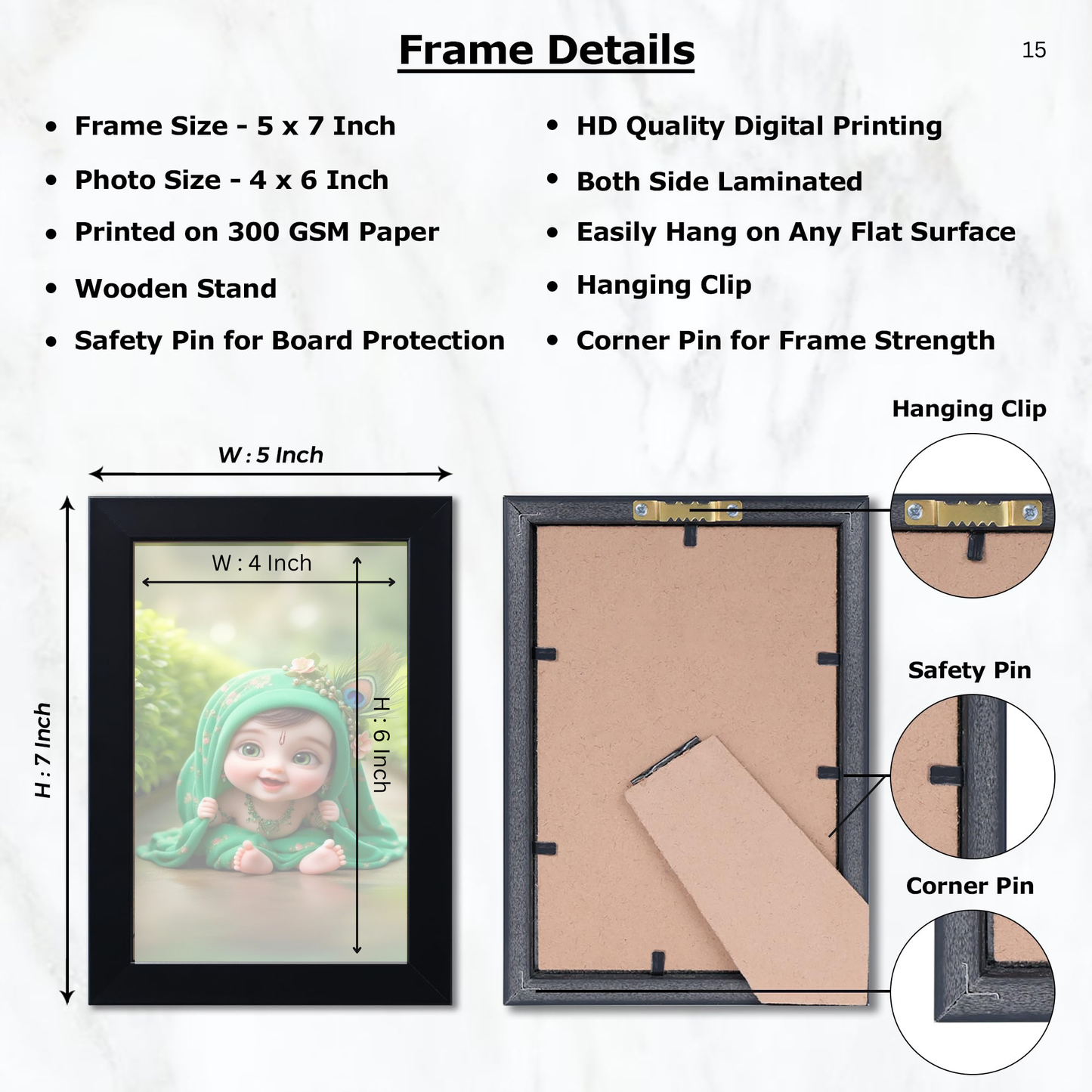 Baby Krishna Photo Frame | Shri Bal Gopal Painting for Pregnant Women | Kanha Ji Poster | Laddu Lord Makhan Chor | Walls Home Bedroom Living Room Decoration Gift.