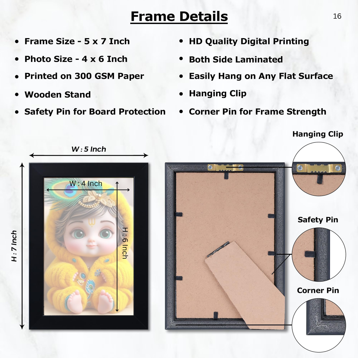 Baby Krishna God Wall Photo Frame for Home Decor Bedroom Pooja Room,Kids Room, Living Room