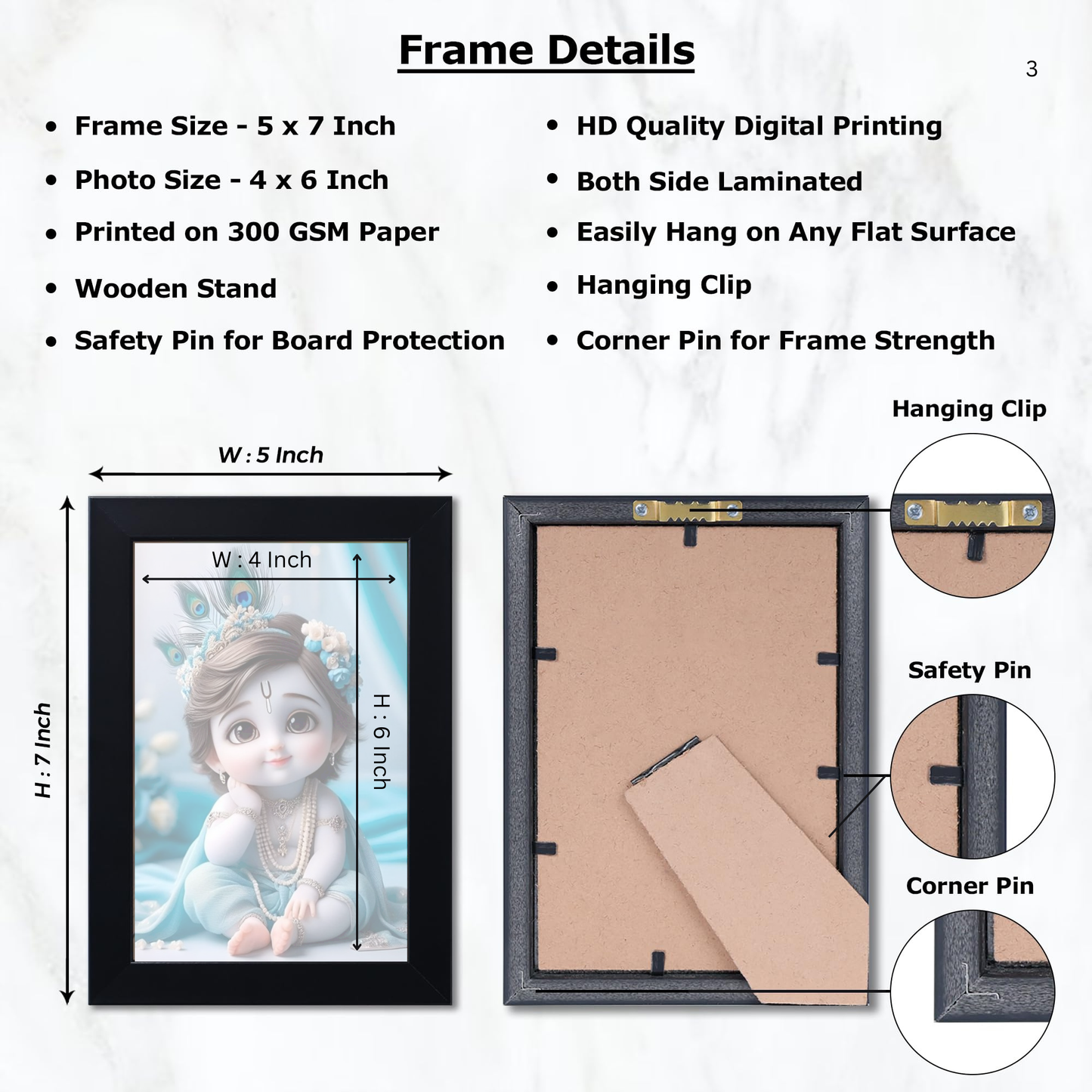 Baby Krishna Photo Frame | Shri Bal Gopal Painting for Pregnant Women | Kanha Ji Poster | Laddu Lord Makhan Chor | Walls Home Bedroom Living Room Decoration Gift