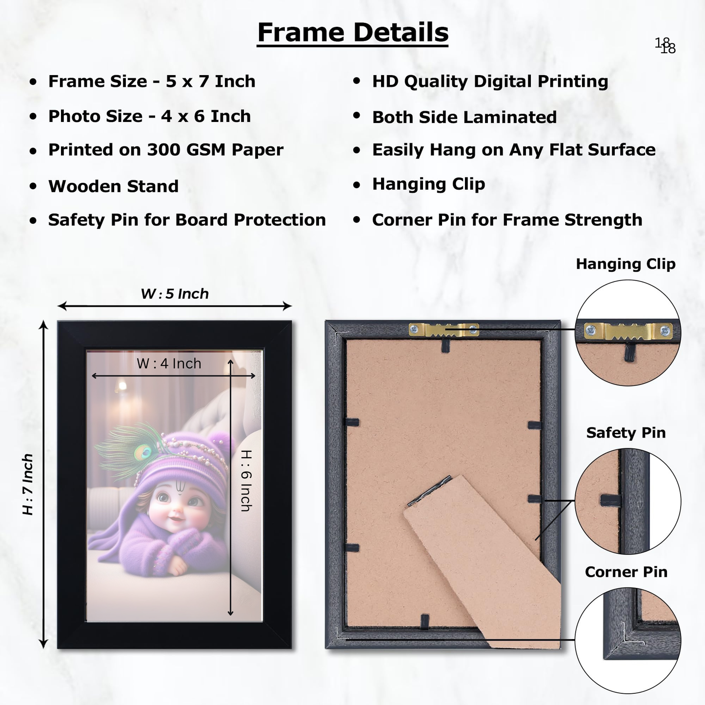 Baby Krishna Photo Frame | Shri Bal Gopal Painting for Pregnant Women | Kanha Ji Poster | Laddu Lord Makhan Chor | Walls Home Bedroom Living Room Decoration Gift.