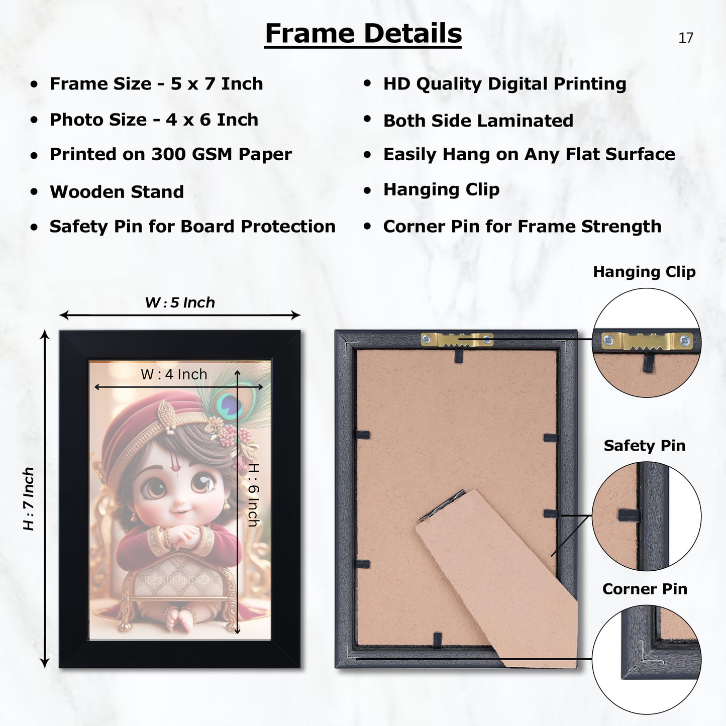 Baby Krishna God Wall Photo Frame for Home Decor Bedroom Pooja Room,Kids Room, Living Room