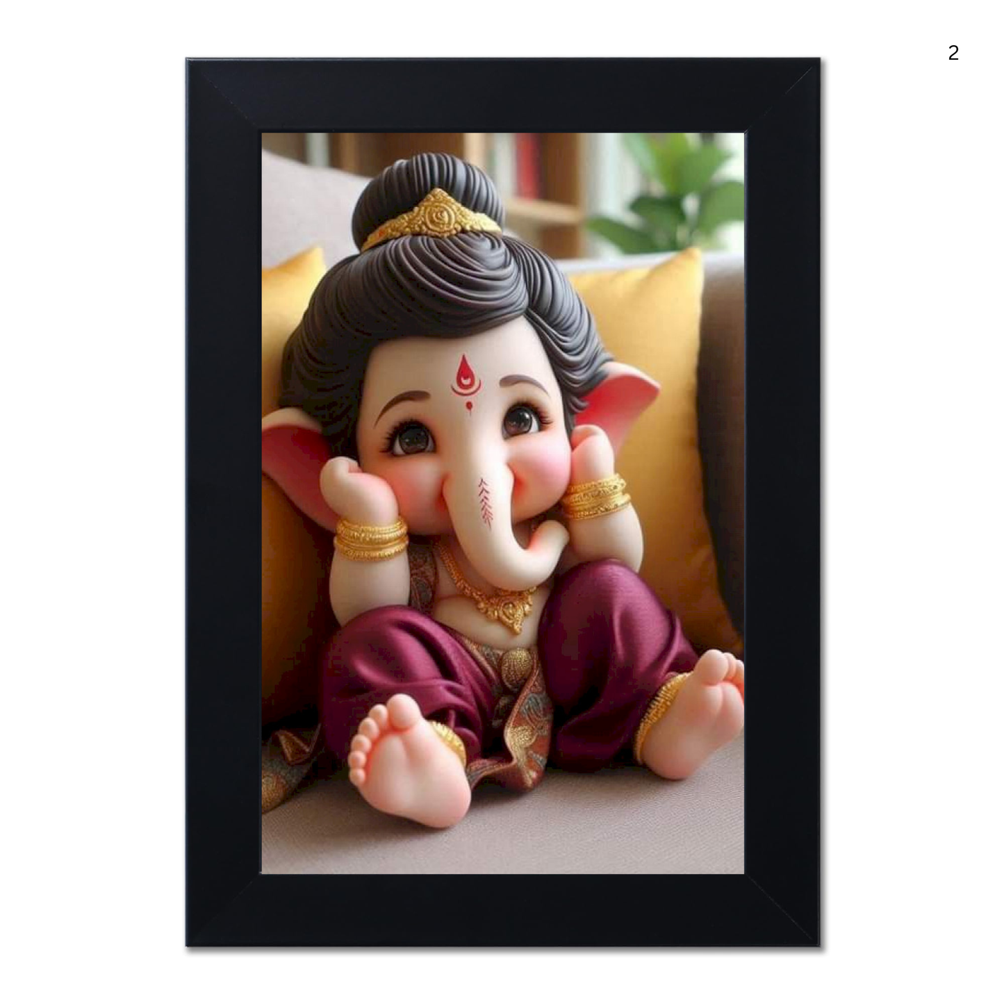 Lord Bal Ganesh Ji Photo Frame | Unique Ganesha Painting Picture for Home Decor, Wall Hanging, Puja Room, Ganpati Ji for Small Office Desk