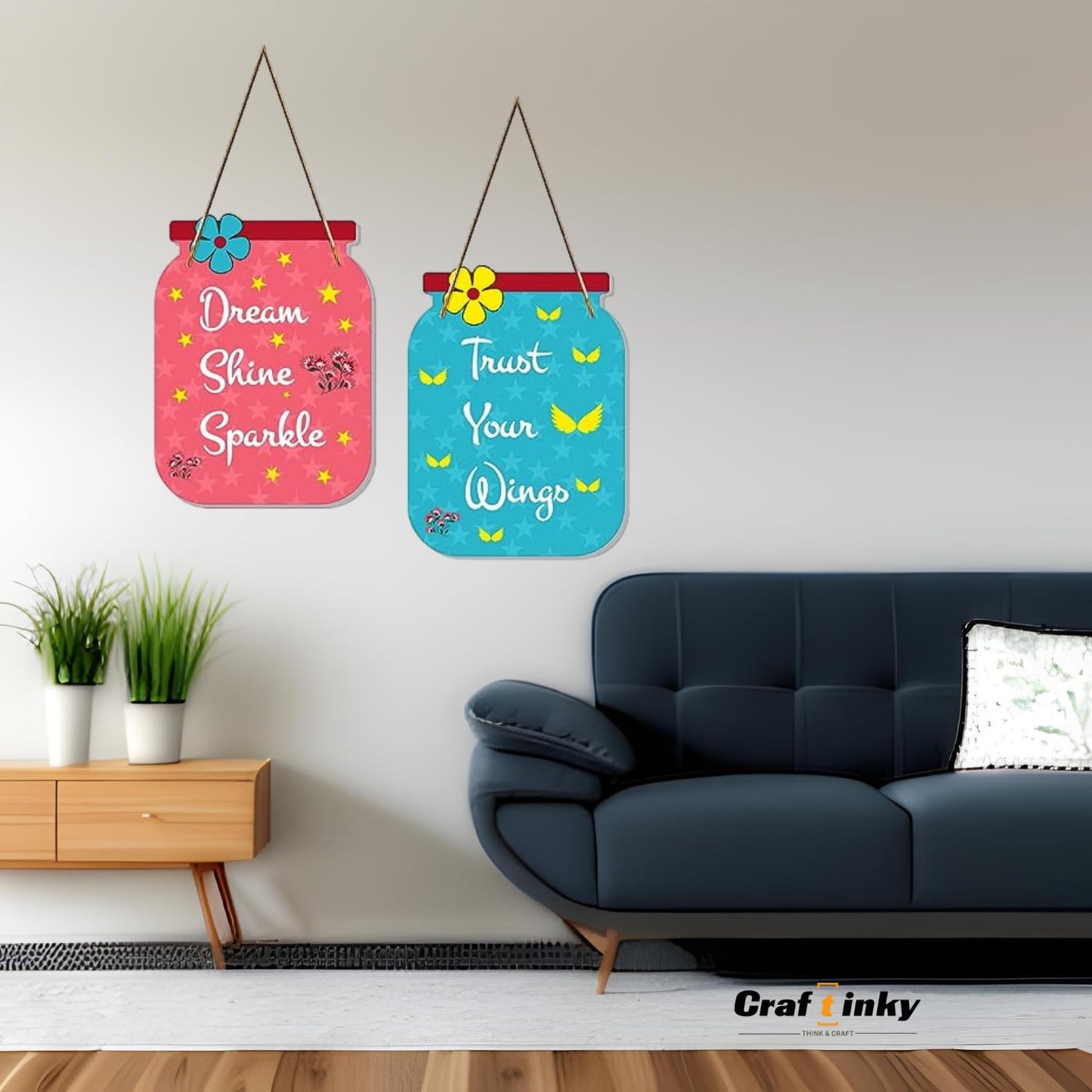 Matka Design Wall Hanging Dream Shine Sparkle Inspirational Engineered Wood Decor