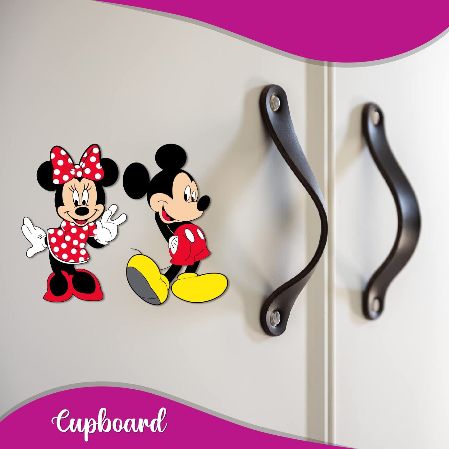 Mickey and Minnie Wooden Fridge Magnet (Pack of 1) Fun Comic Character Gift and Decoration