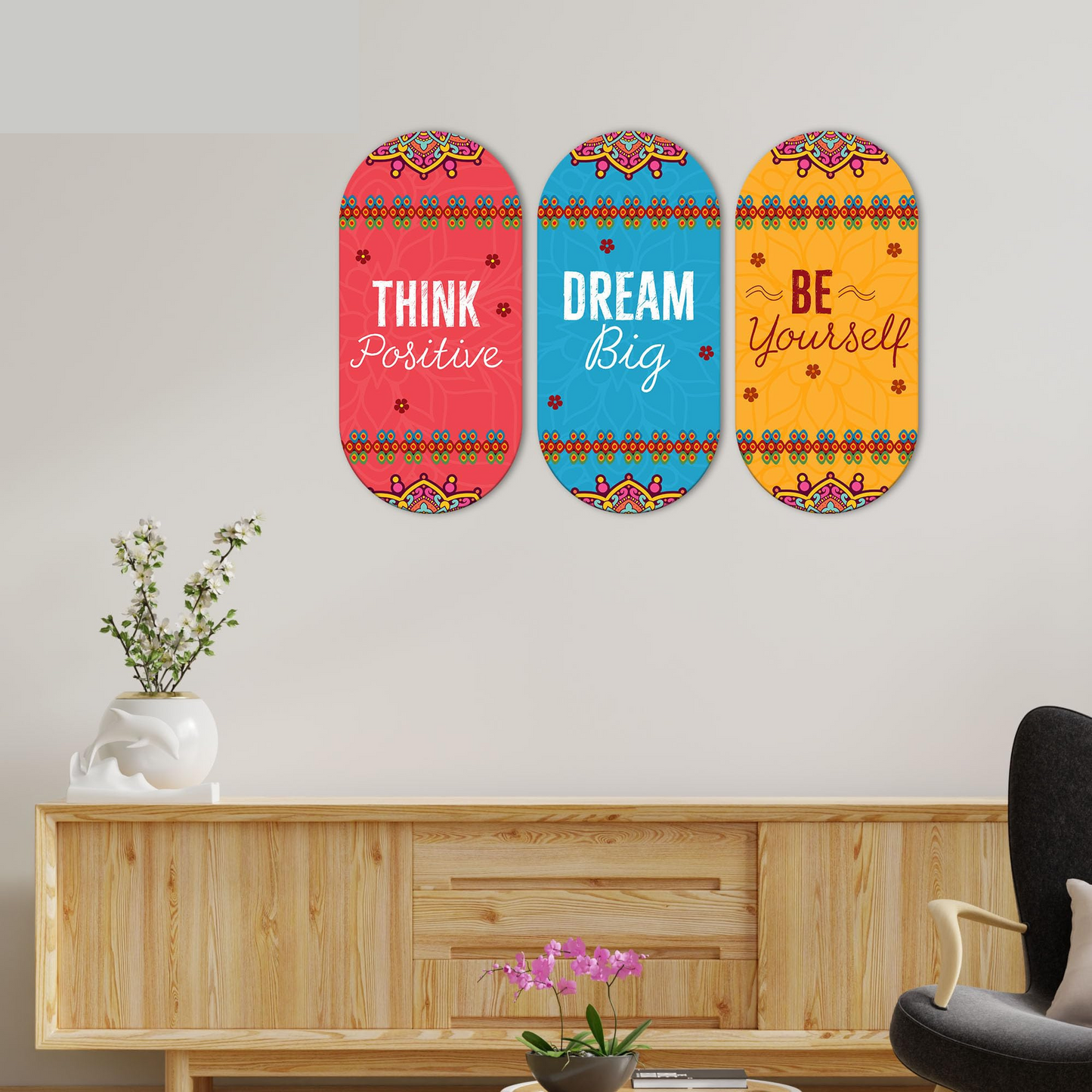 Positive Quotes Printed Wooden Wall Hanger for Home | Office | Living Room | Gift | Modern Decoration Items | Kitchen Wall Decor