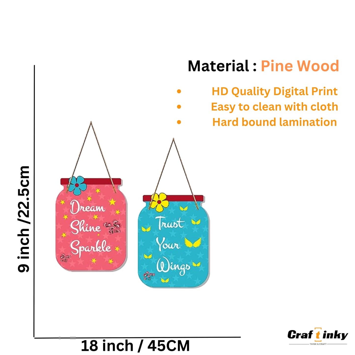 Matka Design Wall Hanging Dream Shine Sparkle Inspirational Engineered Wood Decor