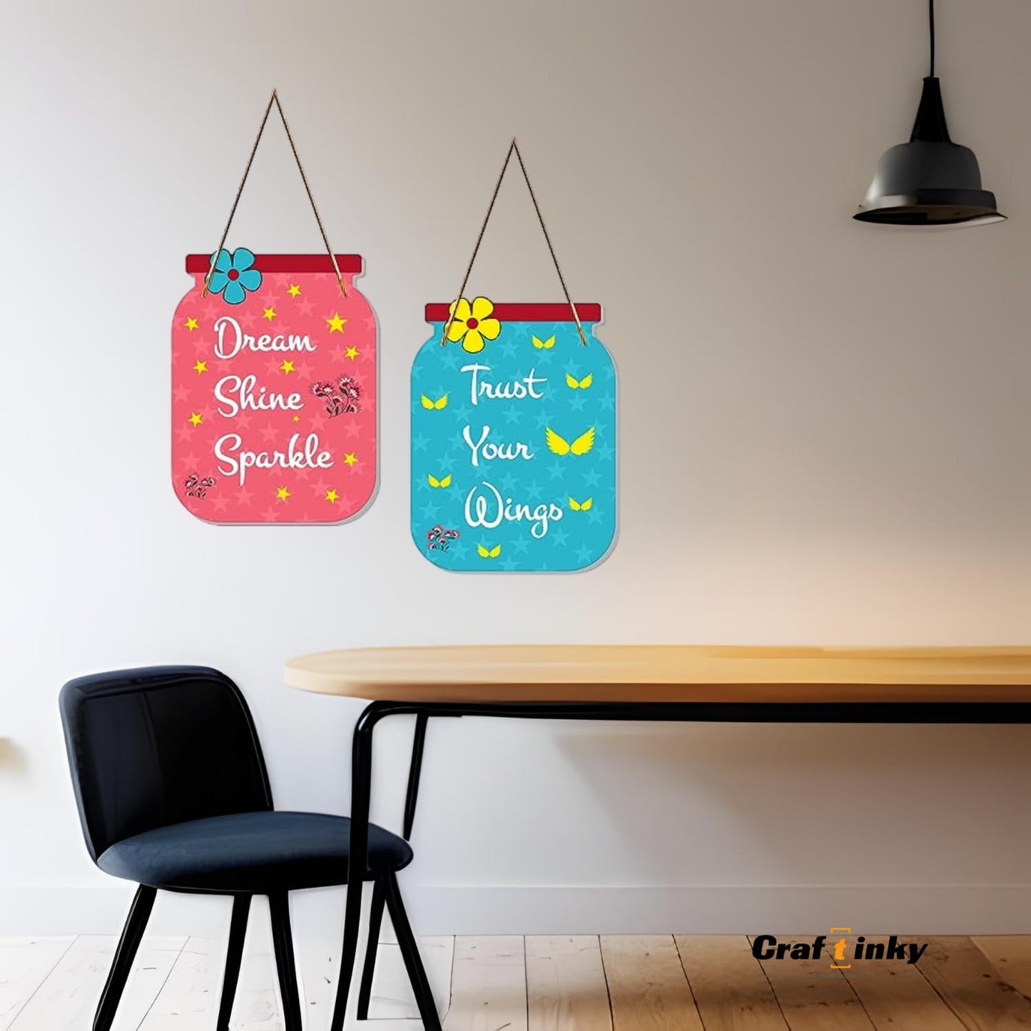 Matka Design Wall Hanging Dream Shine Sparkle Inspirational Engineered Wood Decor