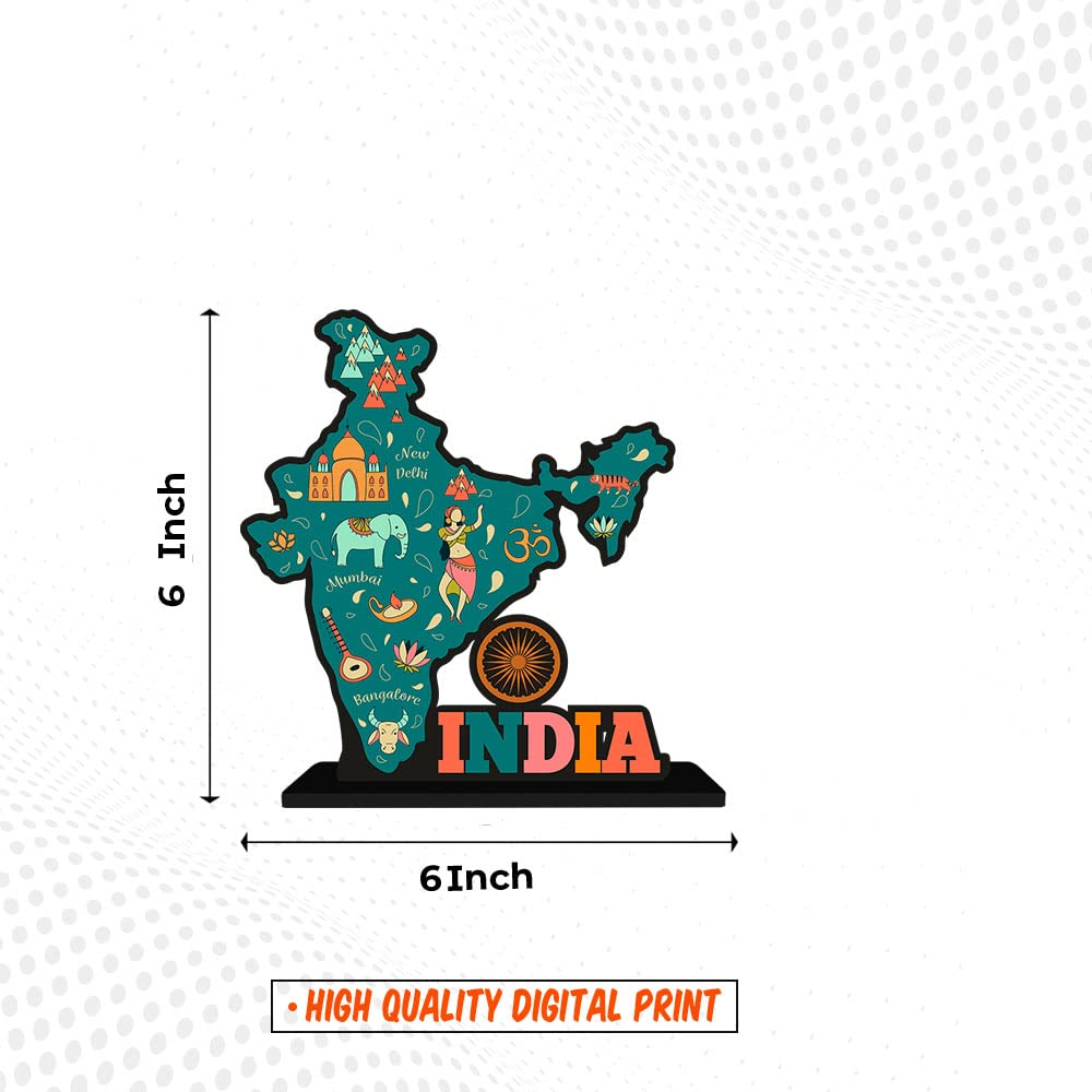 India Map Design Table Decor Engineered Wood Inspirational Quote
