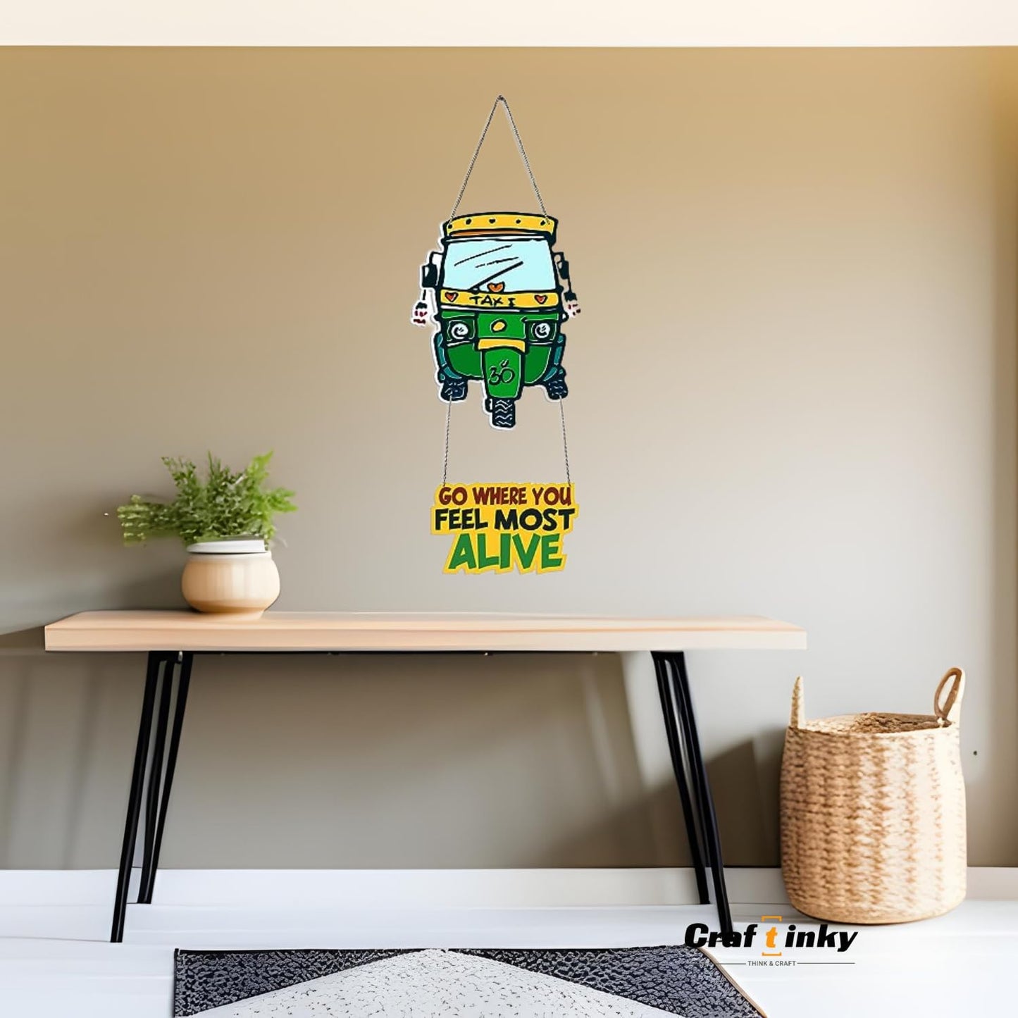 Taxi Design Wall Hanging go Where You Feel Alive Quote Adventure ready Decor