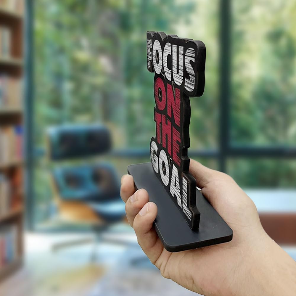 Focus on the Goal Wooden Idols And Figurine Focus On The Goal Quote Table Decor For Office Desk Showpiece | Home Decoration | Living Room | Modern Gifting Item