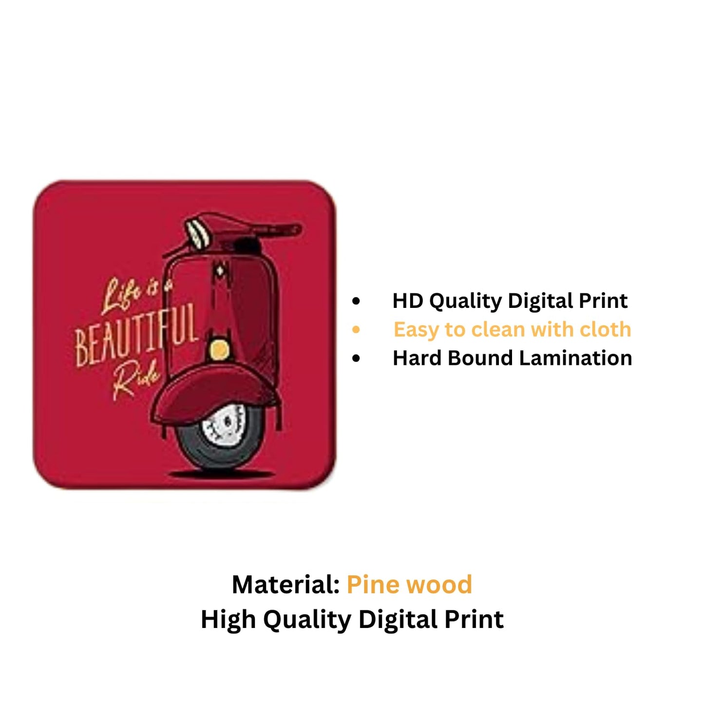 Baby Monk Design Tea coffee Coaster Set Engineered Wood Inspirational Drinkware Accessories