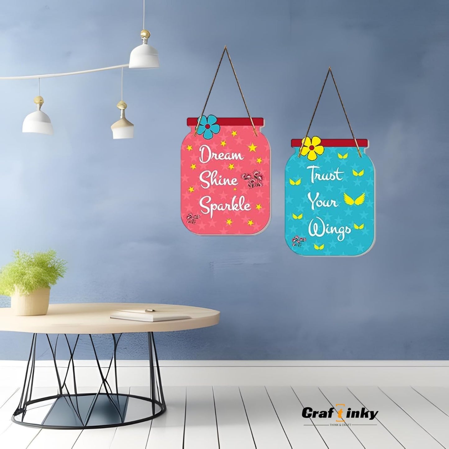 Matka Design Wall Hanging Dream Shine Sparkle Inspirational Engineered Wood Decor