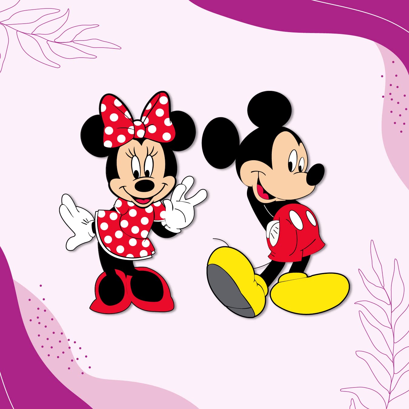 Mickey and Minnie Wooden Fridge Magnet (Pack of 1) Fun Comic Character Gift and Decoration