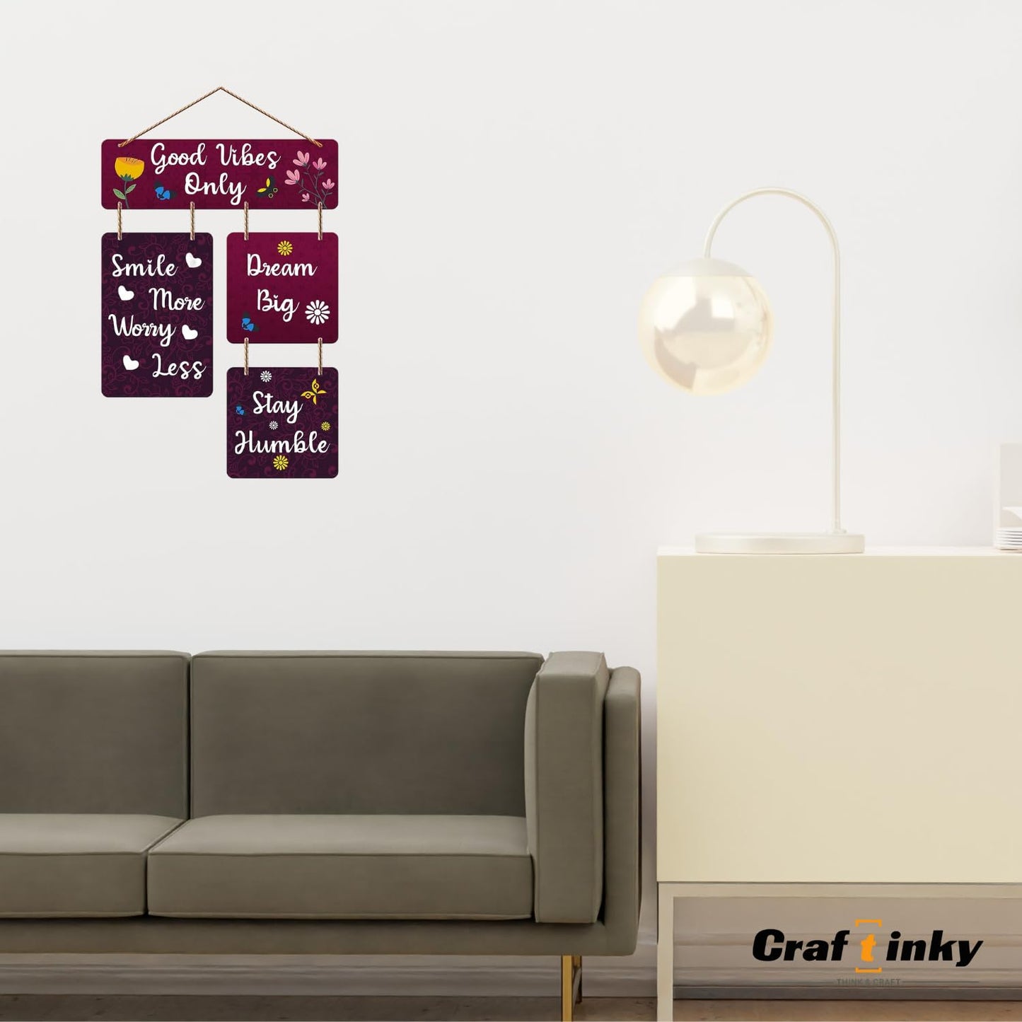 Inspirational Wall Hanging Sign Good Vibes Only with Positive Quotes for Home Decor