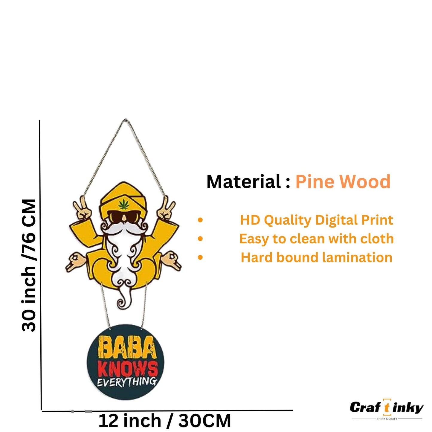 Baba Knows Everything Wall Hanging Quirky Engineered Wood Decor